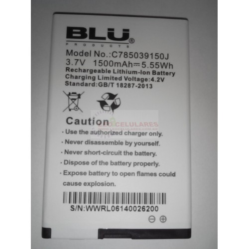 bateria cel. blu modelo c785039150j usada bom estado