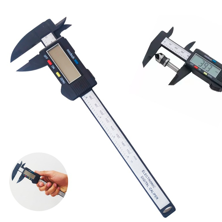 Paquímetro Digital Profissional  Eletrônico 150mm Fibra Carbono Medição Interno Externo 150mm