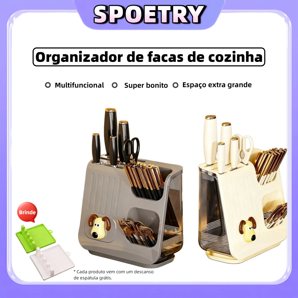 Porta-Faca Multifuncional Balcão De Cozinha Armazenamento Moderno Plástico talheres Organizador