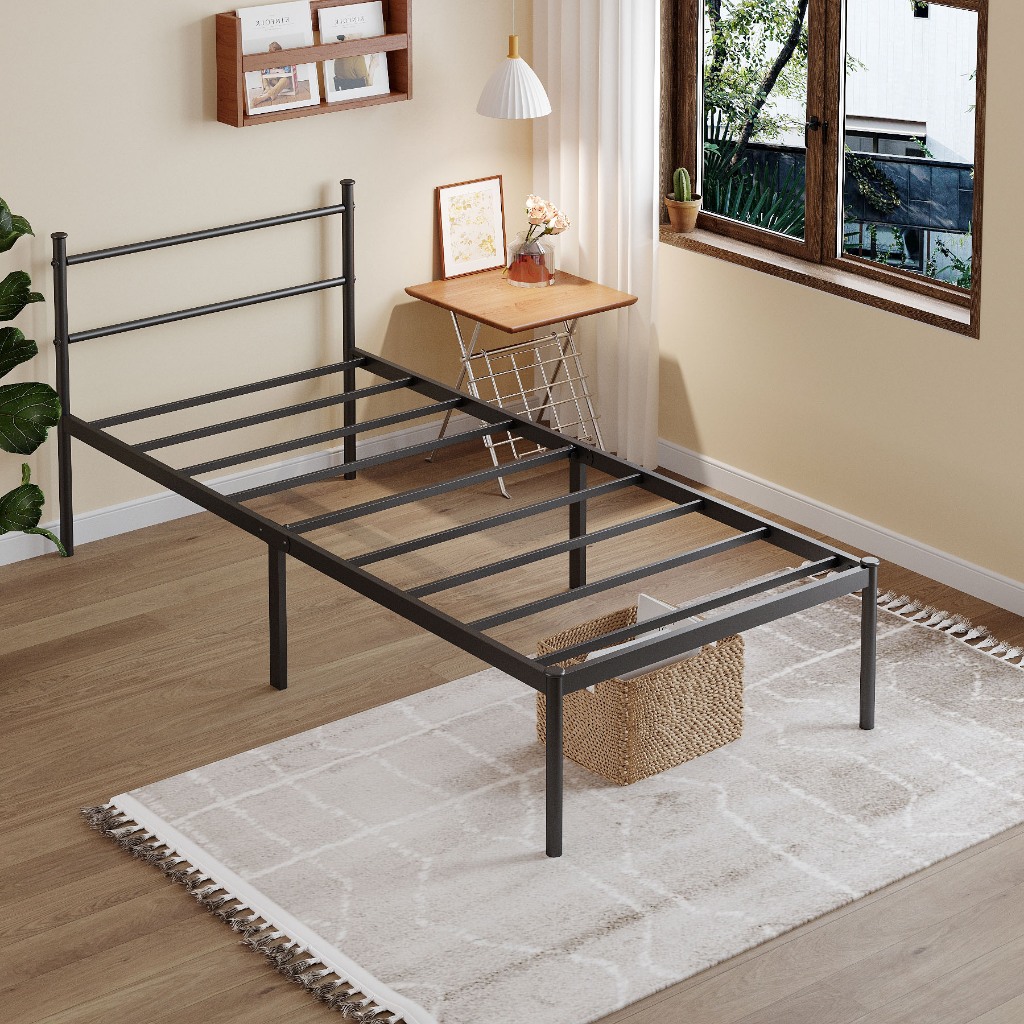 Cama Solteiro Cama Casal de Metal c/ Cabeceira - Dobrável, Reforçada e Silenciosa. Fácil de Montar. Vão p/ Armazenamento em Oferta na Shopee