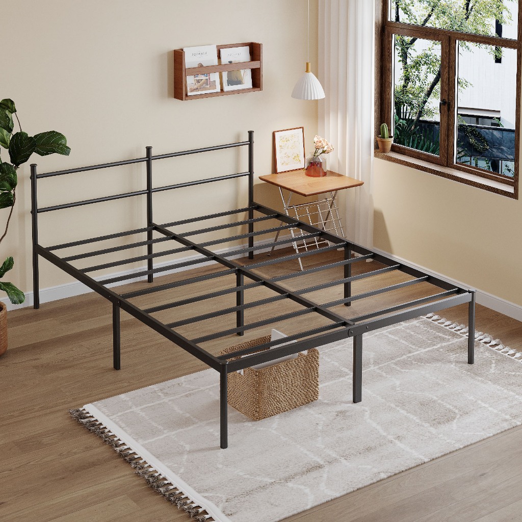 Cama Casal Cama Solteiro de Metal c/ Cabeceira - Dobrável, Reforçada e Silenciosa. Fácil de Montar. Vão p/ Armazenamento em Oferta na Shopee