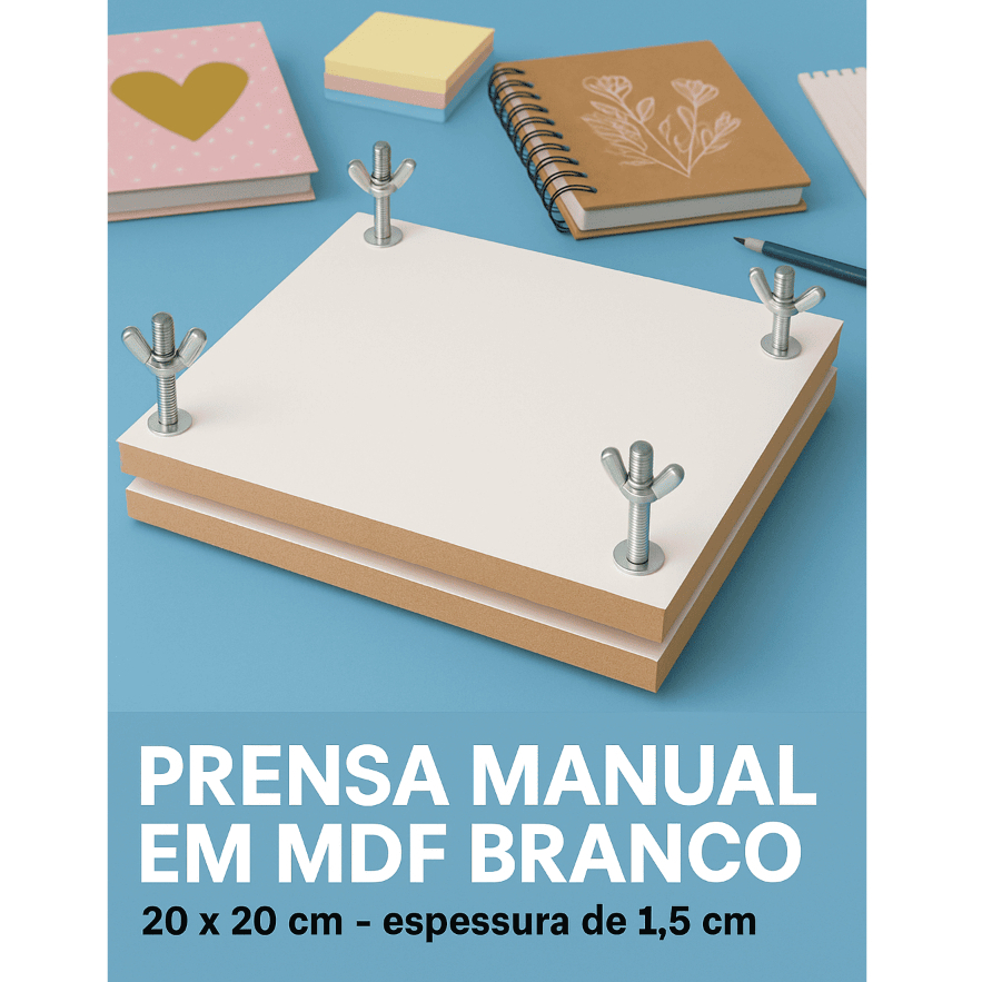 PRENSA MANUAL 20x20 cm para flores/encadernação, Encadernação, Blocagem de Papele L ivros