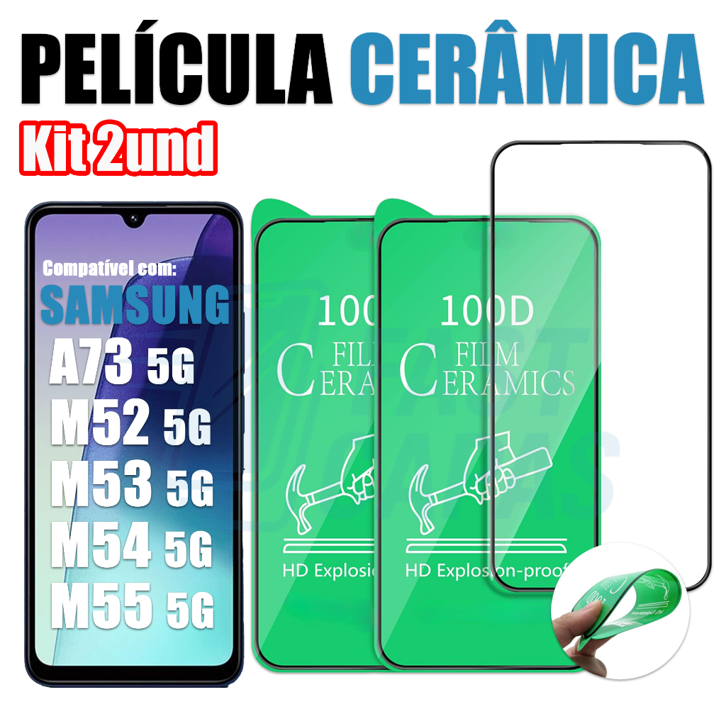 Kit 2 Película Cerâmica Samsung Galaxy A73 M52 M53 M54 M55 5G Não Quebra Hidrog