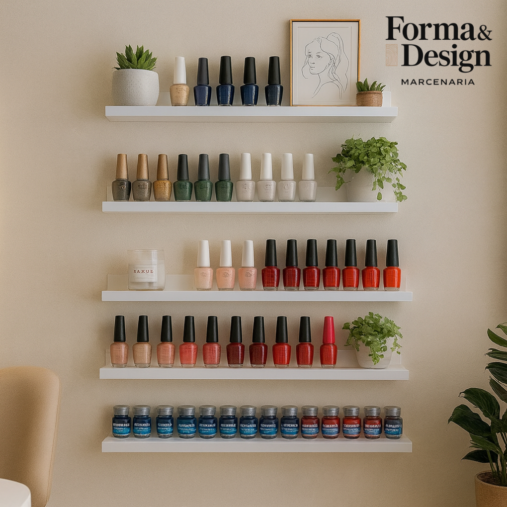 Prateleira Expositor Esmaltes 50| 60|70| 80cm MDF Branco Temperos Brinquedos Carrinhos Decoração em Oferta na Shopee