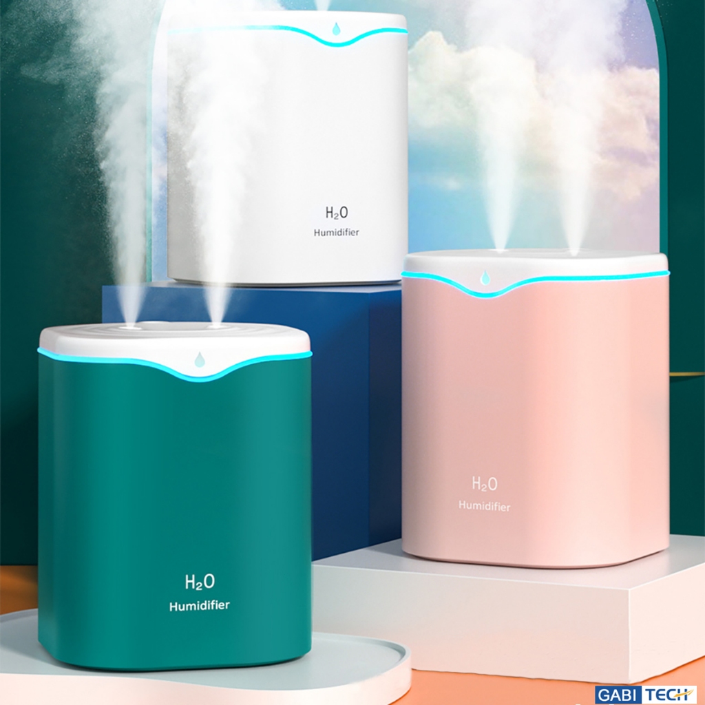 Umidificador De Ar Ultra-Sônico Grande 2 Litros 2000ML Saída Dupla Luzes LED's Coloridas Silencioso Aromatizador