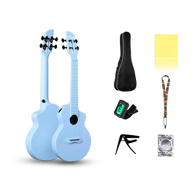 Conjunto de ukulele de viagem VEDO de 23 polegadas em fibra de carbono, incluindo mochila, alça de ombro, clipe de