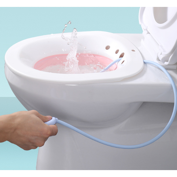 Bacia Dobrável para Banho de Assento – Higiene Íntima, Pós-Parto, Hemorroidas, Compatível com Vaso Sanitário