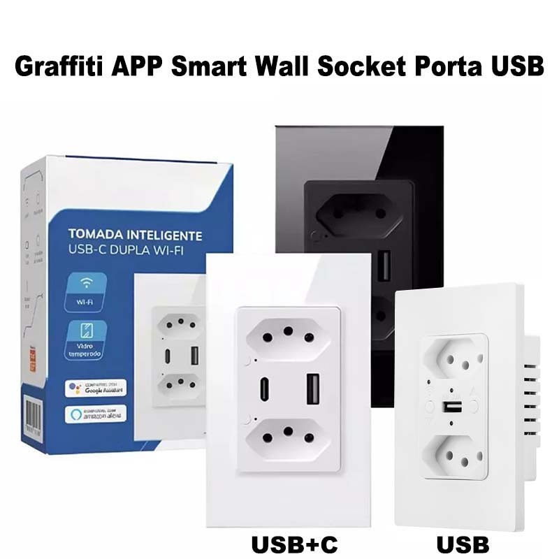 Tomada Wifi Inteligente 4X2 Usb-c+Usb Alexa Google Tuya App Smart Novadigital 16A 5V Tipo C em Oferta na Shopee