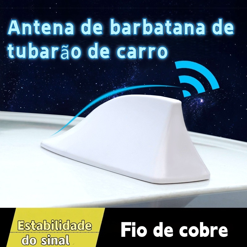 Antena de Tubarão para Carro - Estabilidade de Sinal Forte, Fio de Cobre, Design Aerodinâmico