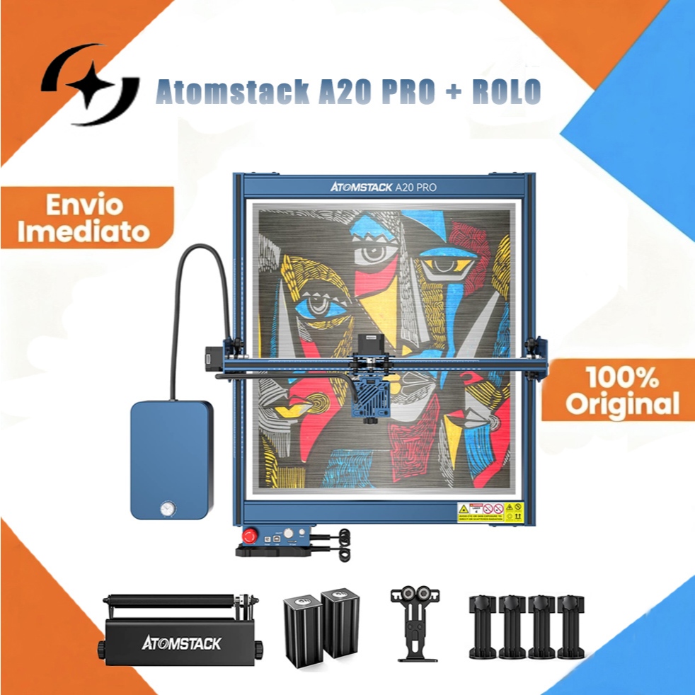 Impressora Gravadora Corte Laser ATOMSTACK A20 Pro+R3 Pro rolo Rotativo+Assistência de ar F30 Pro