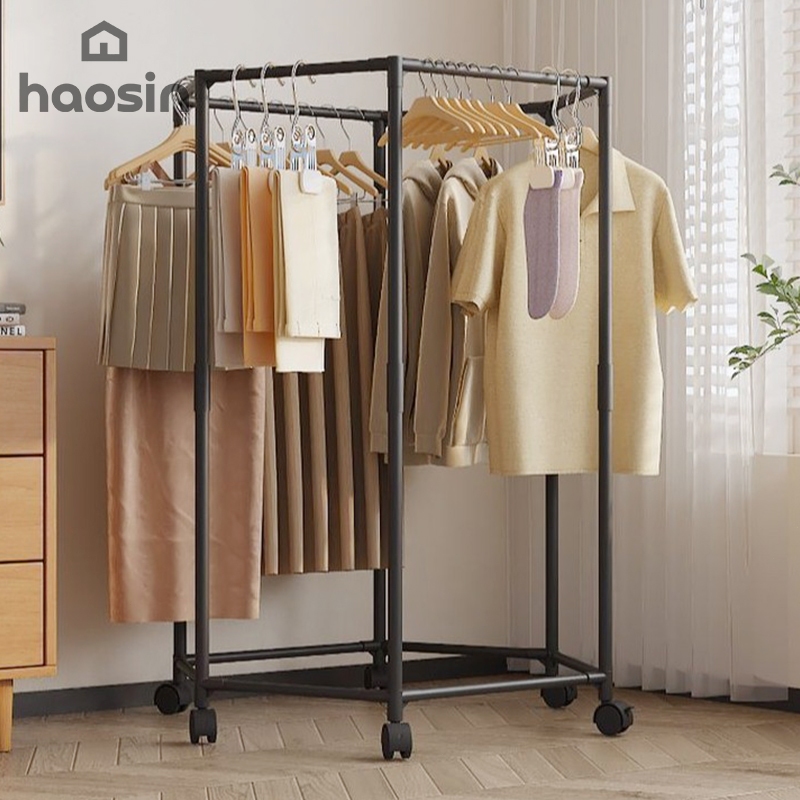 Organizador De Guarda Roupa Arara Redonda Com Rodas Cabideiro Prático Pra Mesa Para Organização de Roupas