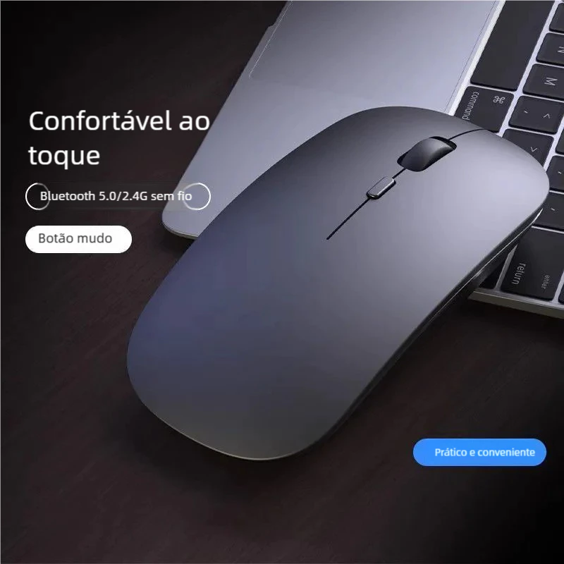Mouse LED RGB Sem Fio - Bateria Interna Recarregável para Home Office