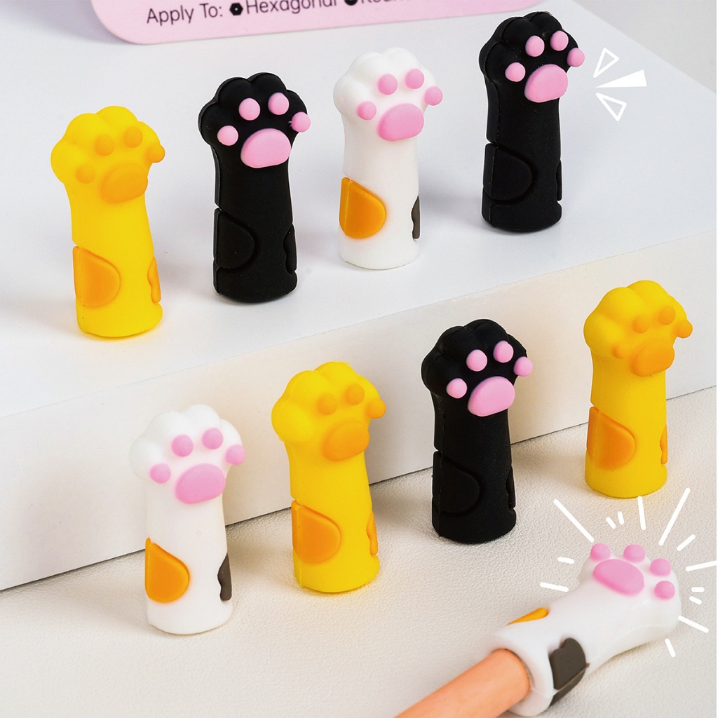 Kit Tampas Silicone Macio Garra Gato Decoracao Lapis Presente Infantil Meninas em Oferta na Shopee