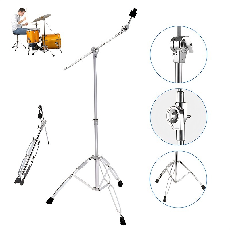Suporte Prato Bateria Ajustável 60-140cm, 70-170cm Cromado, Estante Girafa Profissional Completo