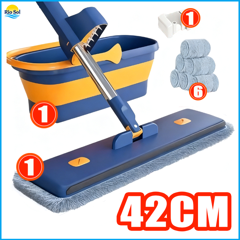 KIT 9 Conjunto De Esfregão E Balde Dobrável De Microfibra Com Raspador De Desaguamento -S10