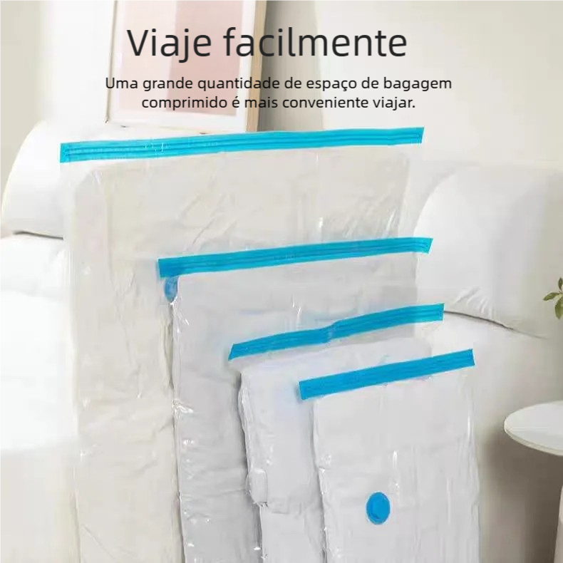 Saco a Vácuo + Bomba – Ideal para Mala Viagem, Roupas, Edredom e Guardar! em Oferta na Shopee