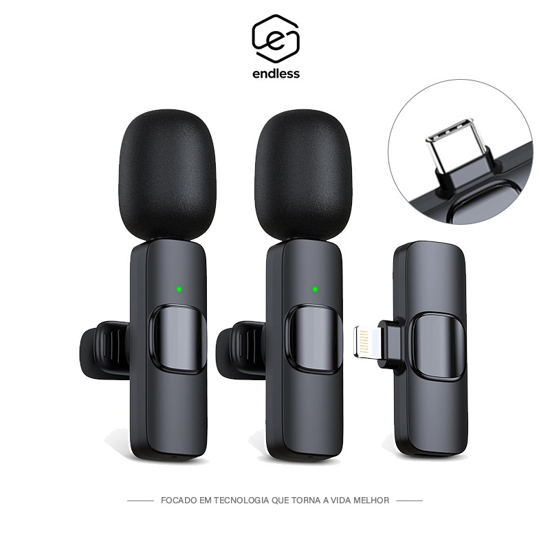 H'maston MK09/10 Microfone de Lapela Sem Fio Vlog Compatível Tipo C e Lightning em Oferta na Shopee