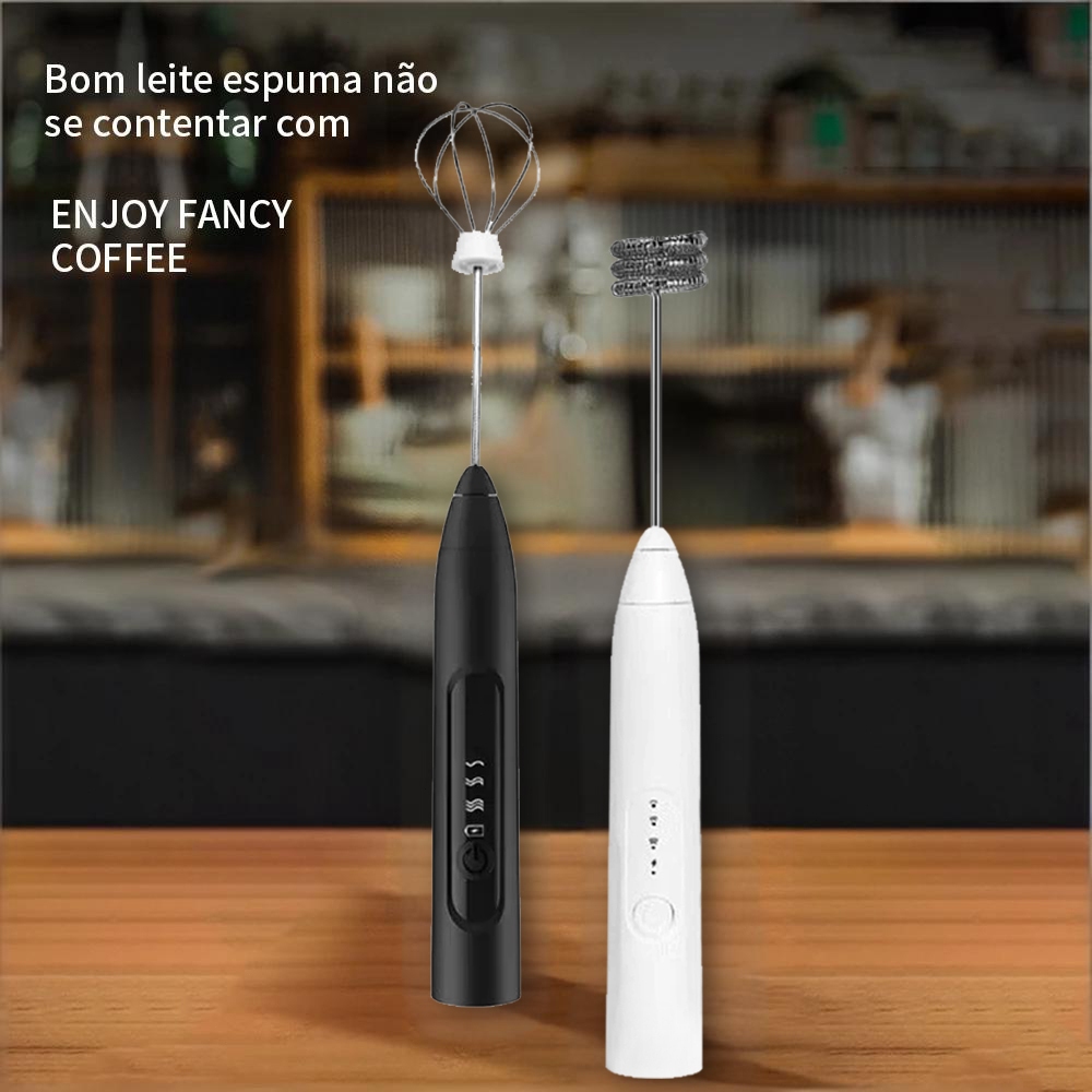 Mixer Elétrico Mini Portátil Misturador Bebidas Batedor Espumador Leite USB C...