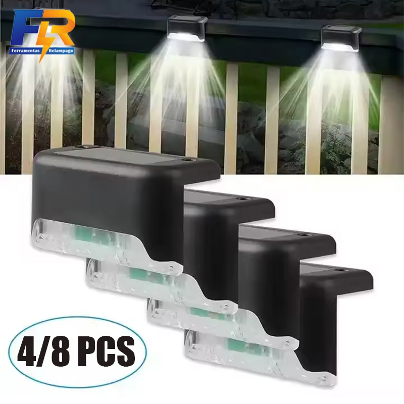 Kit Luminária Solar 4/8pcs De Escada e Parede a Prova Dágua Para Decoração Externa De Jardim e Muro em Oferta na Shopee