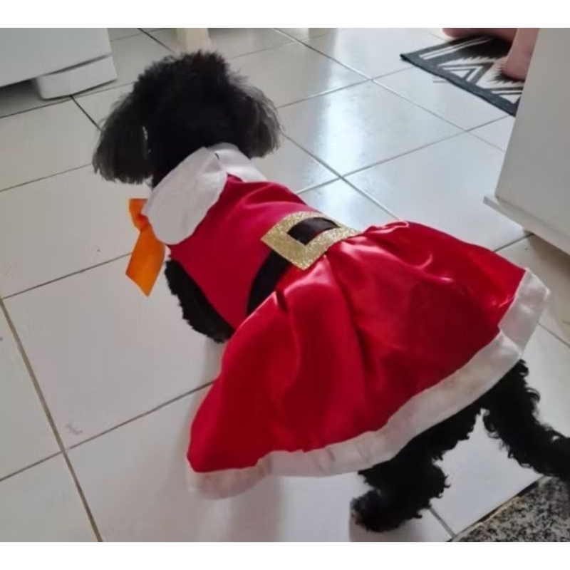 Vestido Mamãe Noel Vestido com ou sem gorro Vestido pet de Natal