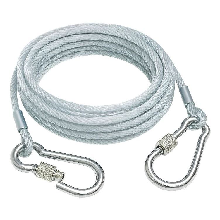 Kit 2X Cabo De Aço Para Amarração E Guia Passeio Para Cães 2,5 Metros Reforçado Cor Prata