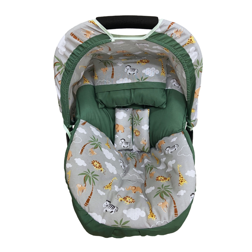Capa de Bebê Conforto + Capota Solar + Protetores de Cinto e Travesseirinho -100% Algodão