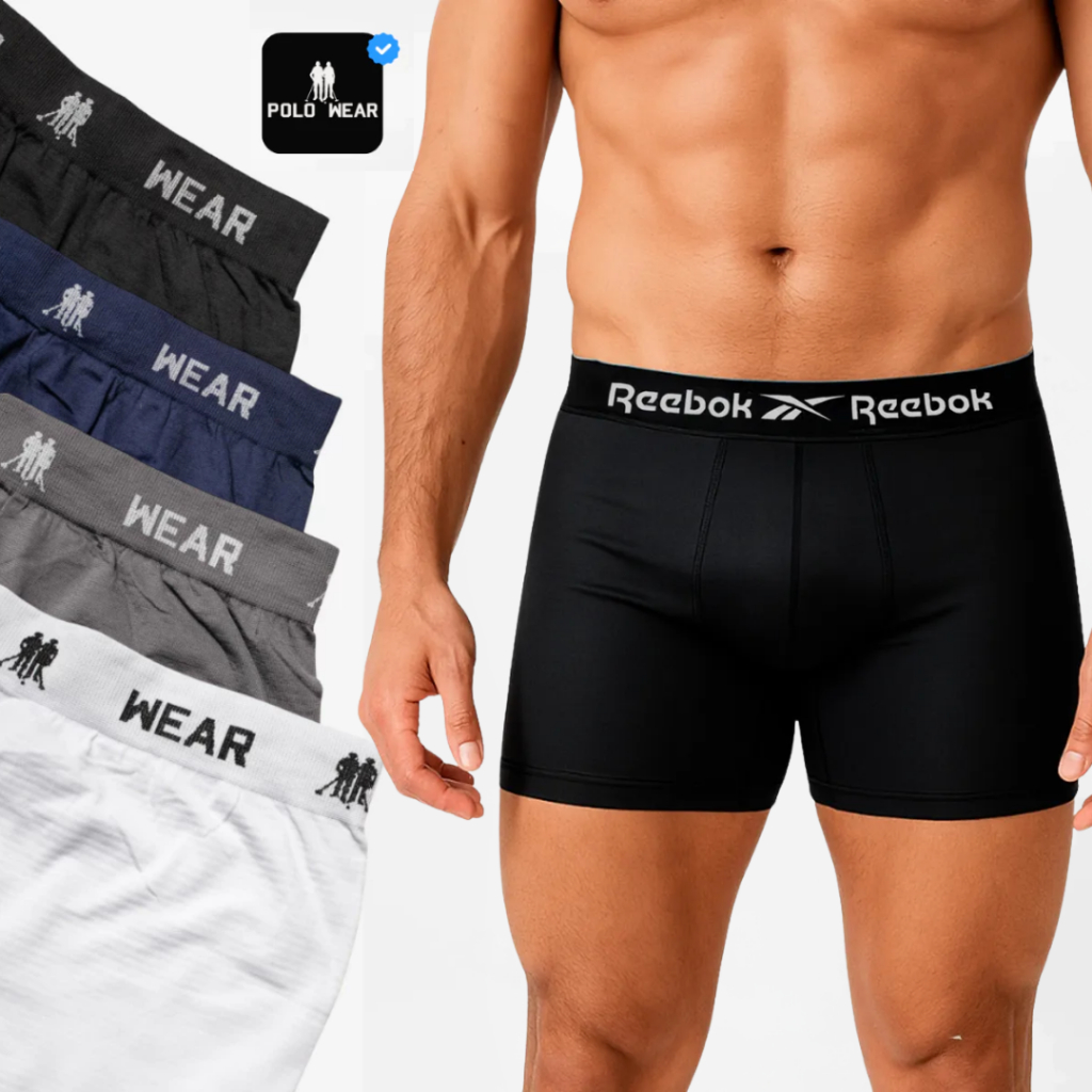 Kit 5 Cuecas Boxer Box Polo Wear Microfibra Lisa Sem Costura Sortidas
