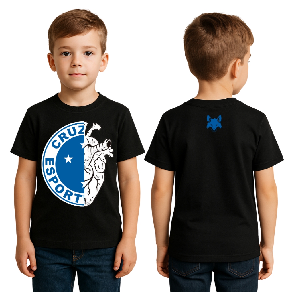 Camiseta Infantil Cruzeiro Escudo Coração Paixão Futebol Blusa Times 100% Algodão Unissex