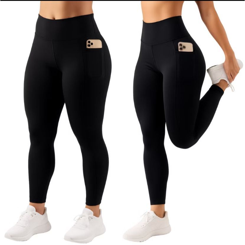 Calça Legging Feminina com Bolso Lateral Zero Transparência Cintura Alta