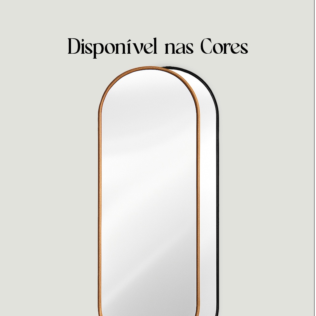 Espelho Decorativo Grande Capsula Corpo Inteiro Vertical e Horizontal 110x30 com Alça em Couro · foto 2