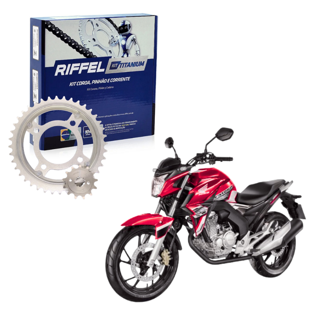 Kit Relação Tração Transmissão Cb Twister com retentor 250 2016 2017 2018 a 2025 Original Riffel em Oferta na Shopee