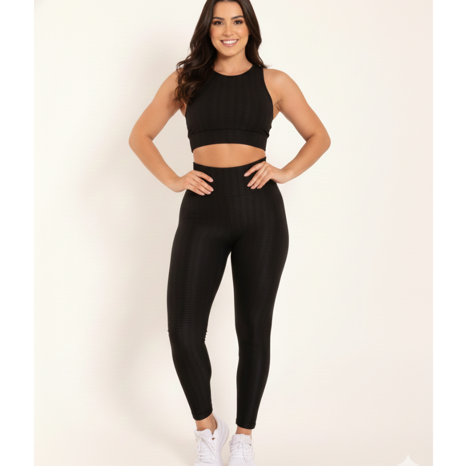 Detalhes do Calça Legging Poliamida Feminina 3D Cintura Alta Fitness Sem Transparência Academia