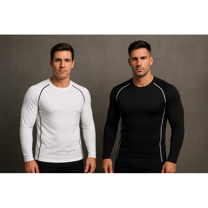 Kit 02 Camisa Térmica Masculina Manga Longa Proteção UV Para Academia, Corrida, Ciclismo, Esporte, Fitness