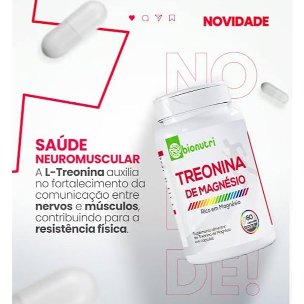 Treonina de Magnésio 120 Cápsulas 500mg Bionutri