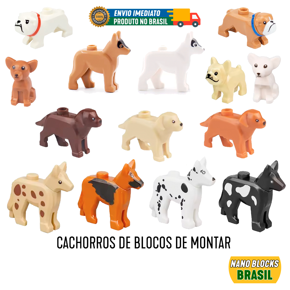 Cachorro Animais doguinho pinscher bulldog labrador filhote bebê animal brinquedos blocos de montar