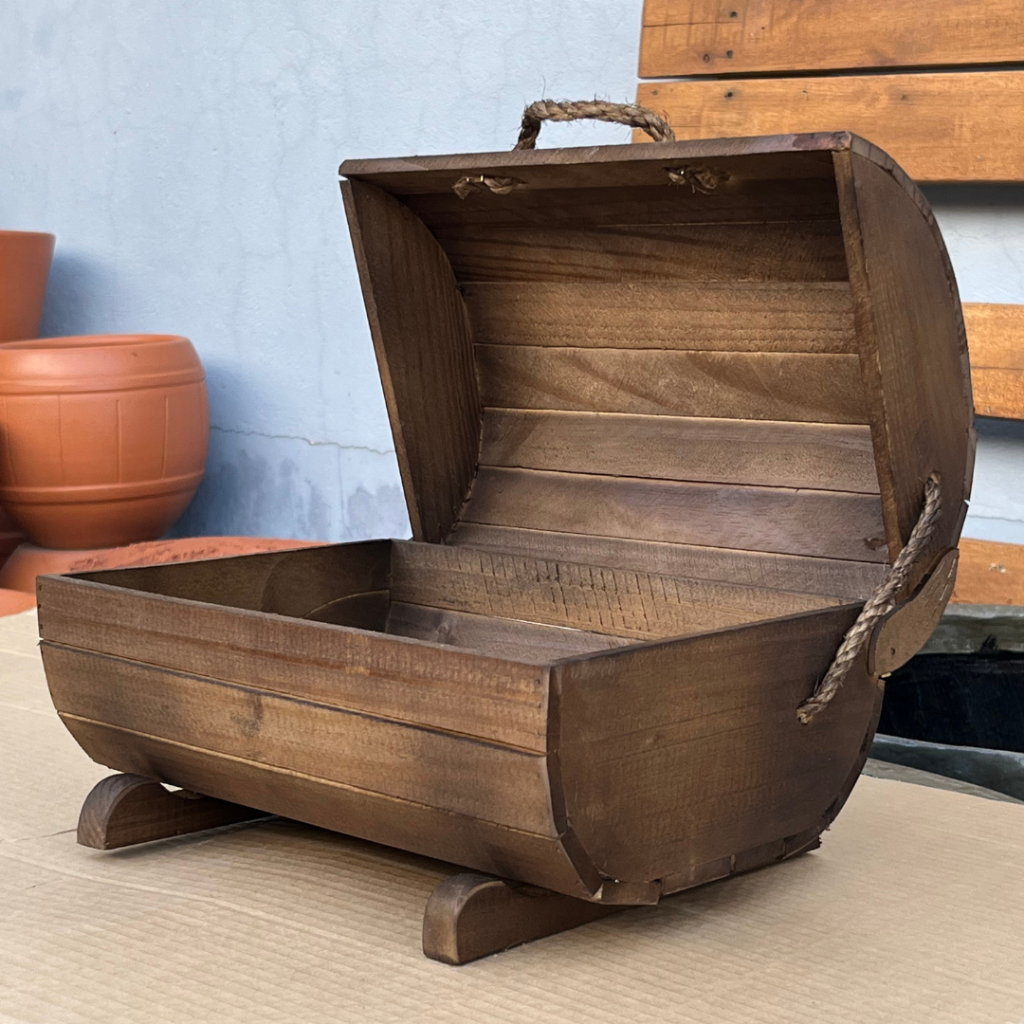 Baú Rústico de Madeira Artesanal (Estilo Barril) | Cachepot para Suculenta  CaixaOrganizadoraVintage em Oferta na Shopee