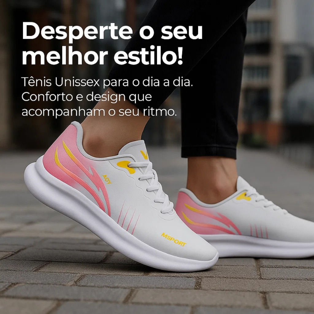 Tênis Leve SNKR Box com Palmilha Anatômica e Cabedal Respirável Ideal para Academia e Caminhada