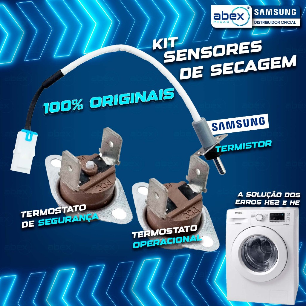 Kit Termostatos + Termistor Lava E Seca Samsung 10KG 11KG WD106 WD856 WD10M WD11M Original