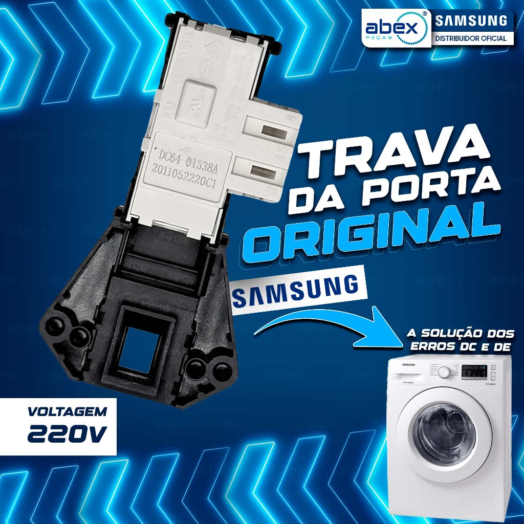 Trava Porta Lavadora Lava E Seca Samsung 220v WD10M WD11M WD103 WD106 WD8854 DC64-01538A Original em Oferta na Shopee