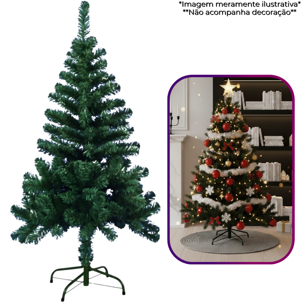 Árvore de Natal Verde 1,20m Tradicional com 220 Galhos e Suporte de Metal Firme - Rio Master