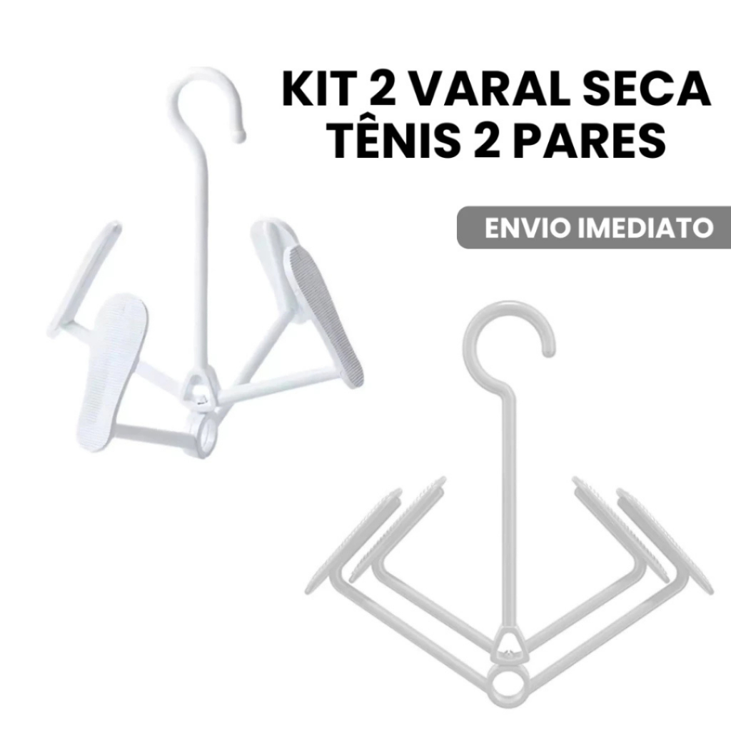 Kit 2 Mini Varal Para Calçados 2 Pares Cinza Tênis Sapato Sandália