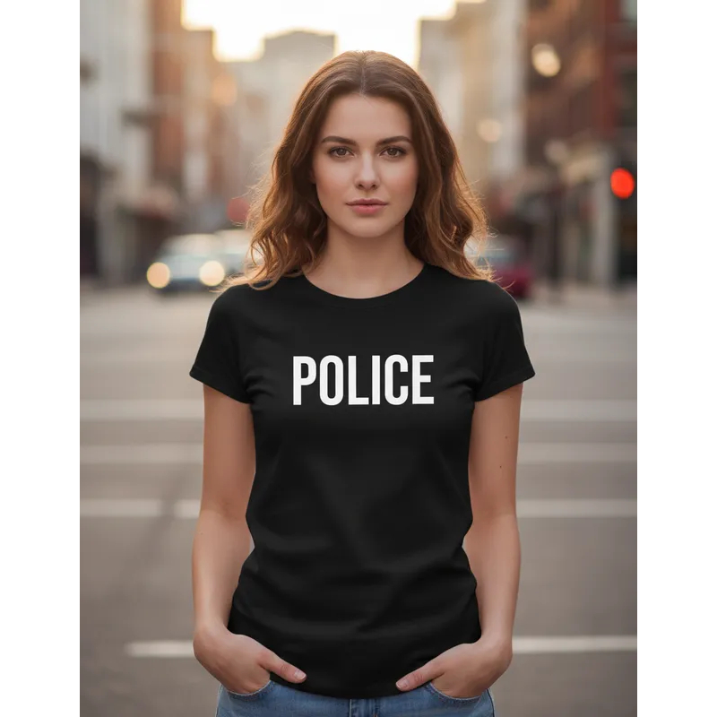 Camiseta Feminina Police Festa Fantasia FBI Swat Eua Camiseta ou Baby Look