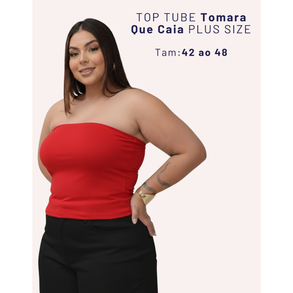 Top Faixa Plus Size Forrado Tomara que Caia Cropped Ótima Sustentação Verão Casual Carnaval Verão em Oferta na Shopee