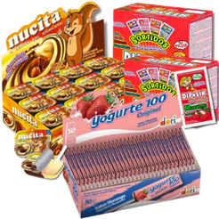 Kit Doces Sacola Surpresa Pirulito Yogurte + 2 Caixas Dipnlik e Nucita Bicolor
