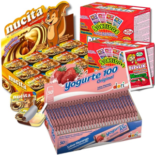 Kit Doces Sacola Surpresa Pirulito Yogurte + 2 Caixas Dipnlik e Nucita Bicolor em Oferta na Shopee