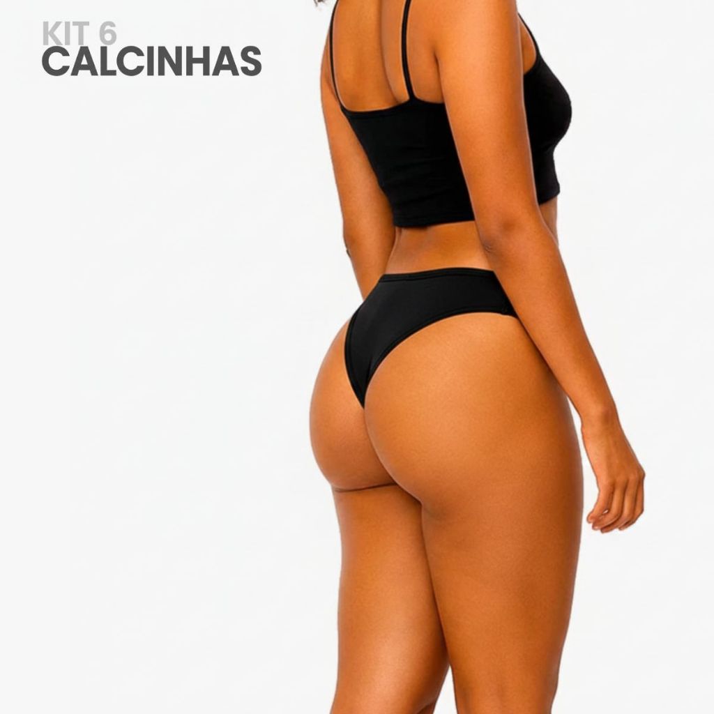 Kit 6 Calcinhas Feminina Dilady Bombom Forro em Algodão Tanga Cintura Média Confortável Dia a Dia