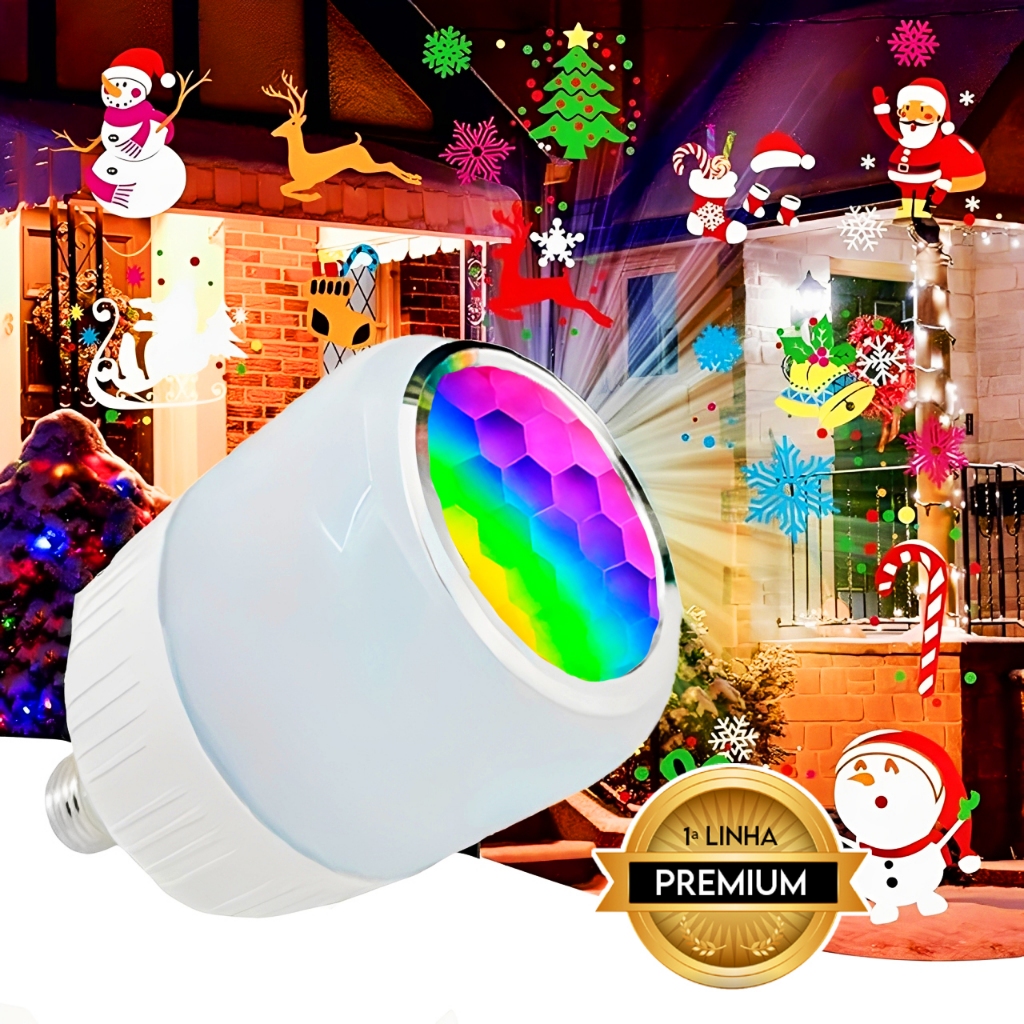 Projetor Desenhos Natalino Refletor Luzes de Natal  3D A Laser Lâmpada e27 Bivolt Portátil