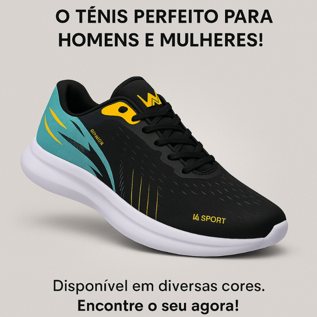 Tênis SNKR Box para Treinos Diários com Leveza, Amortecimento em EVA e Palmilha Anatômica Academia