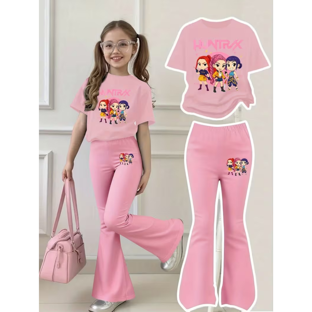 CONJUNTO INFANTIL CALÇA FLARE+CAMISETA CONFORTAVÉL LOOK ESTILOSO HUNTRIX