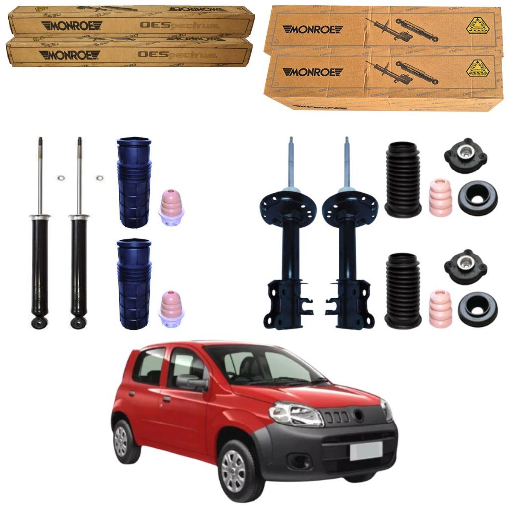 KIT 4 AMORTECEDOR UNO VIVACE S/ BARRA 2010 A 2020 ORIGINAL MONROE + KITS